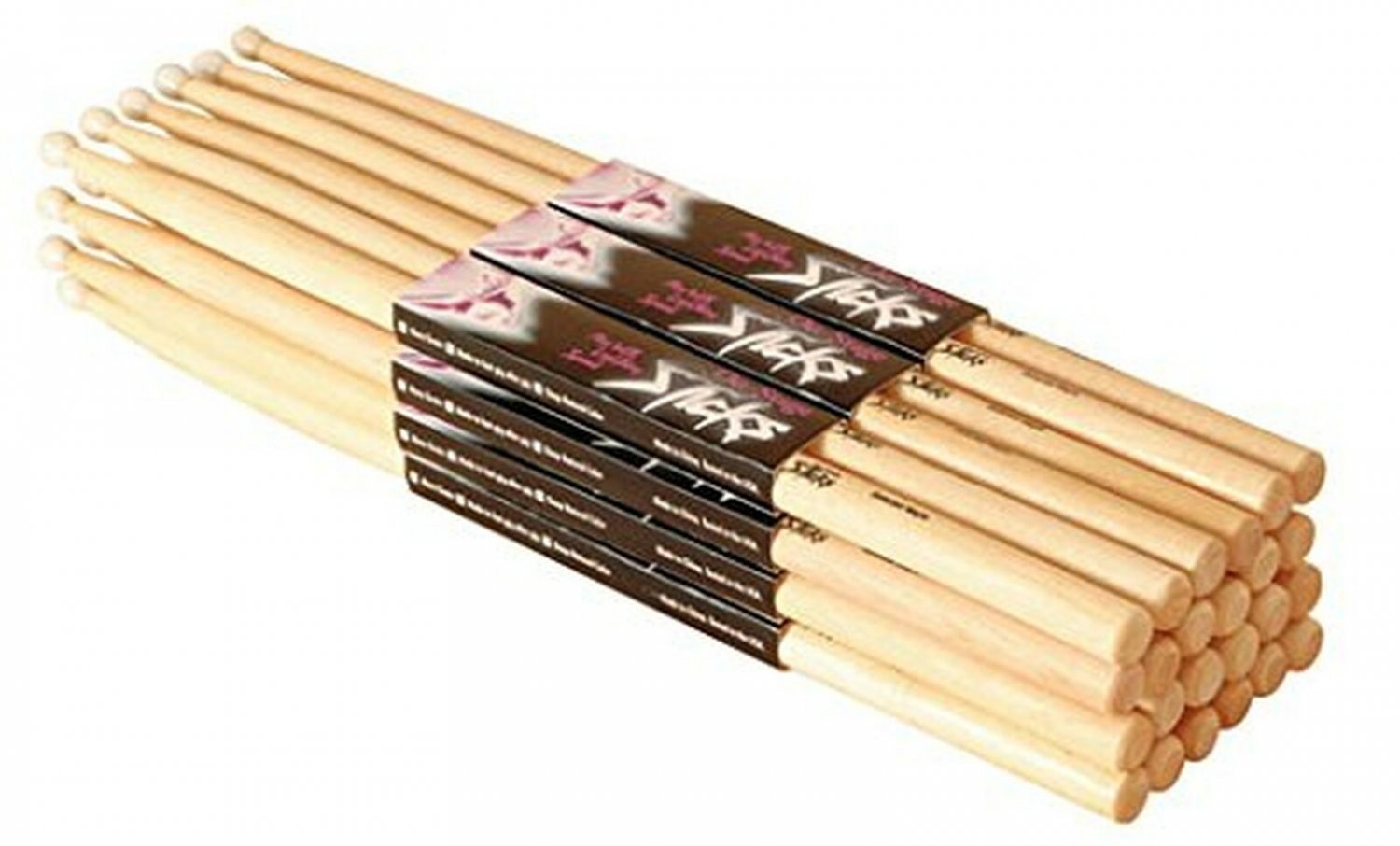 On Stage 5A Maple Drum Sticks - (Nylon Tip, 12 Pak) (12 Pack) (Nylon Tip)