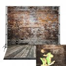 LB Vintage Brick Wall Photo Backdrop 8x8ft Vinyl Rustic Wood Floor Backdrop f...