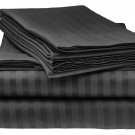 ITALIAN 1500 Thread Count 4PC QUEEN Sheet Set, Striped BLACK