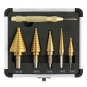 COMOWARE Step Drill Bit Set & Automatic Center Punch- Unibit, Titanium Coated...