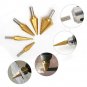 COMOWARE Step Drill Bit Set & Automatic Center Punch- Unibit, Titanium Coated...