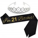 ADBetty I'm 21 Bitches! Sash & Rhinestone Tiara Kit - 21st Birthday Sash Fina...