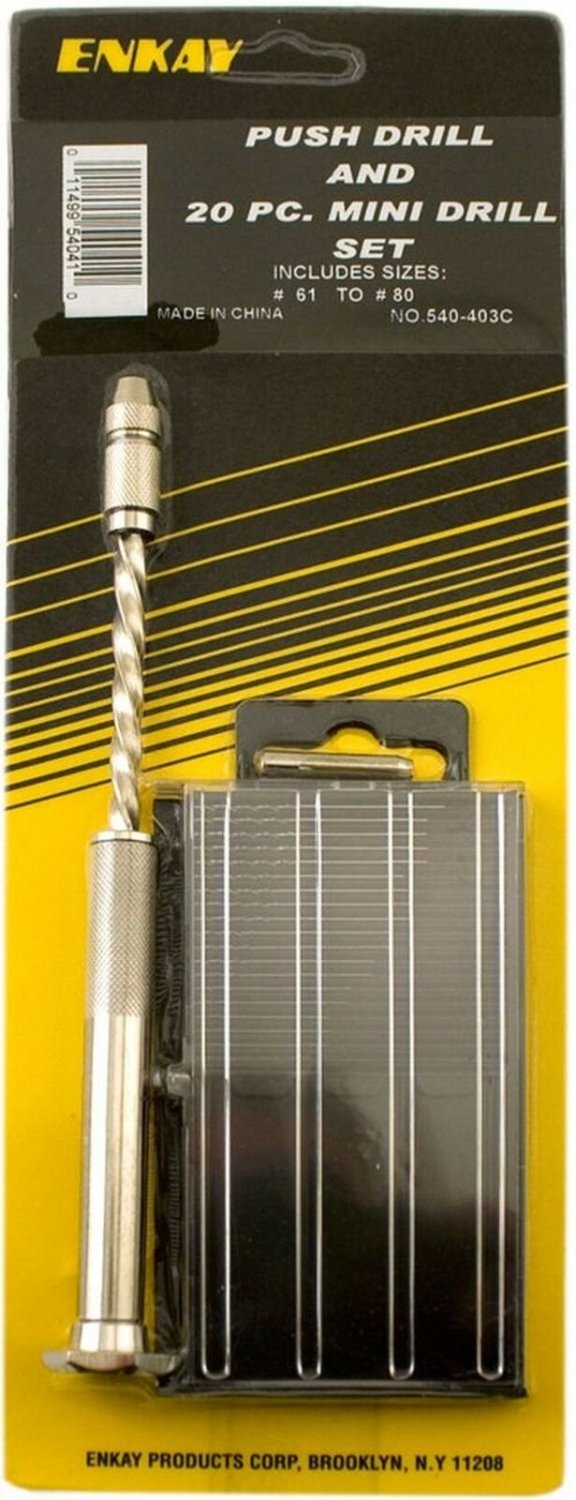 ENKAY Push Drill AND 20 PC Mini Drill Set, size #61-80 (540-403C)
