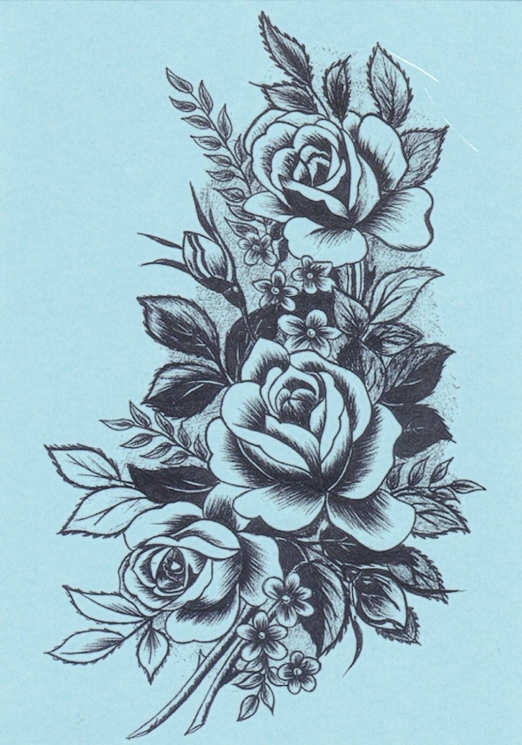 DaLin 4 Sheets Temporary Tattoos for Women (Black Rose) Black Rose