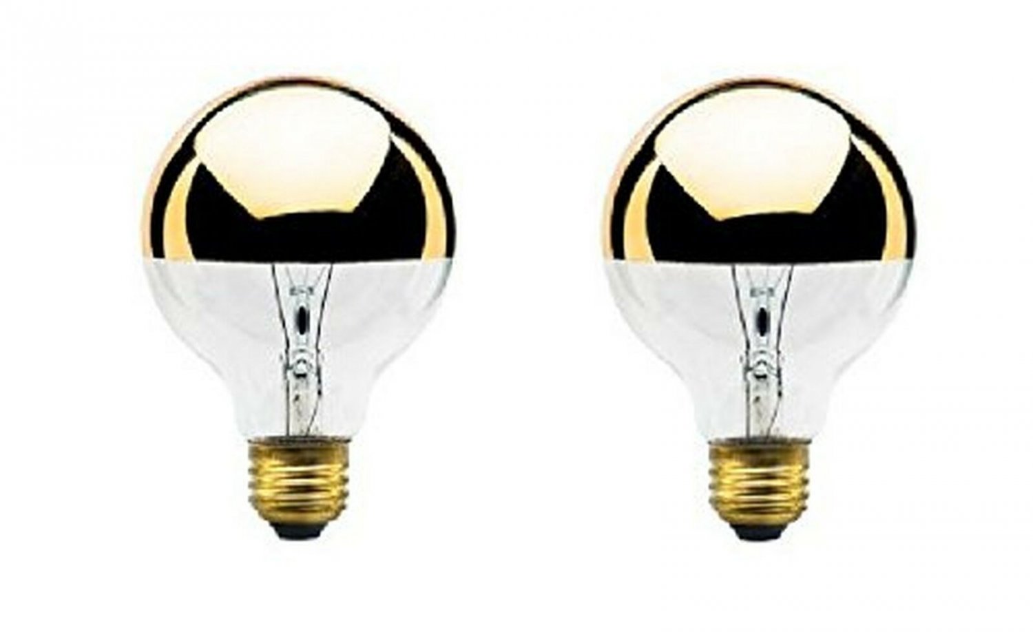 40W 120V G25 Globe Bulb, Half Gold, Medium Base (2 Pack) 2 Clear Half Gold