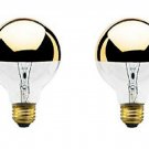 40W 120V G25 Globe Bulb, Half Gold, Medium Base (2 Pack) 2 Clear Half Gold
