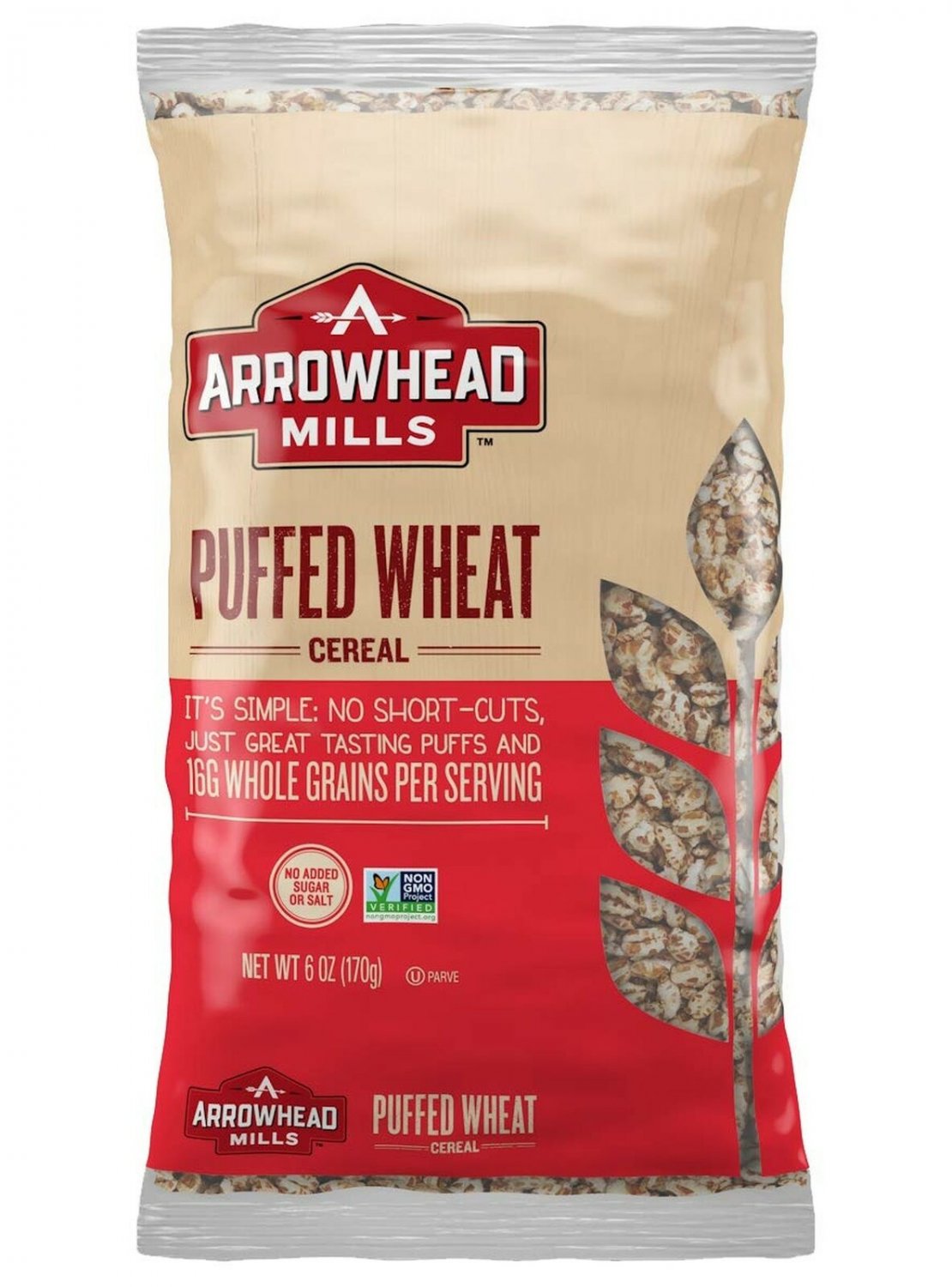 Arrowhead Mills Cereal, Puffed Wheat, 6 oz. Bag (Pack of 12)