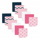 Luvable Friends 12 Piece Washcloths, Pink Chevron