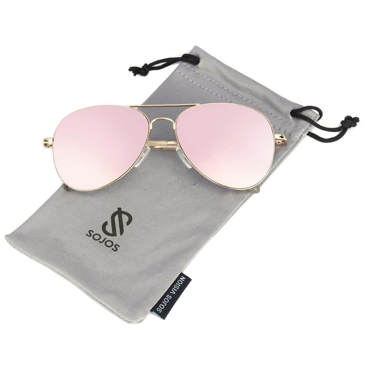 SOJOS Classic Aviator Mirrored Flat Lens Sunglasses Metal Frame with Spring H...