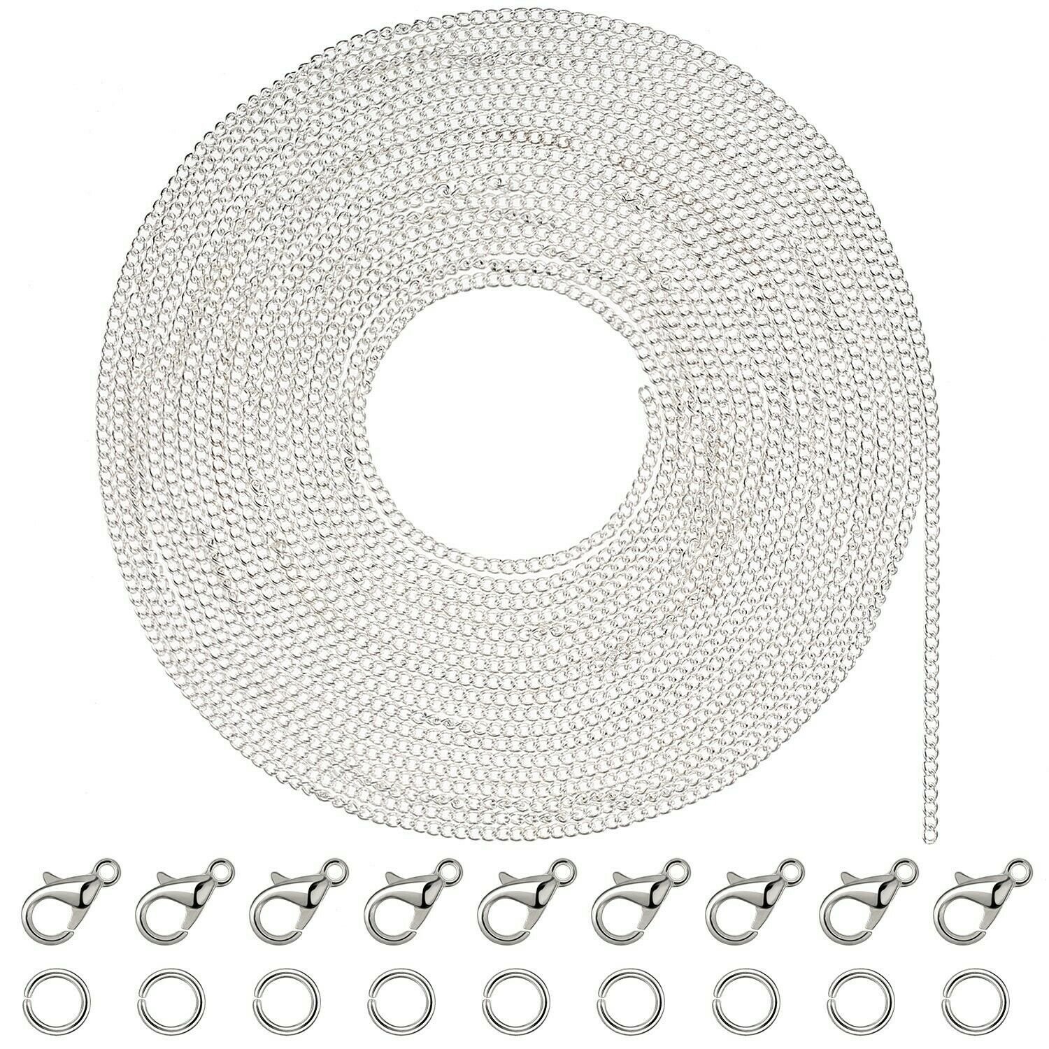 Shappy 33 Feet Silver Plated Cable Chain Necklace with 30 Jump Rings and 20 L...