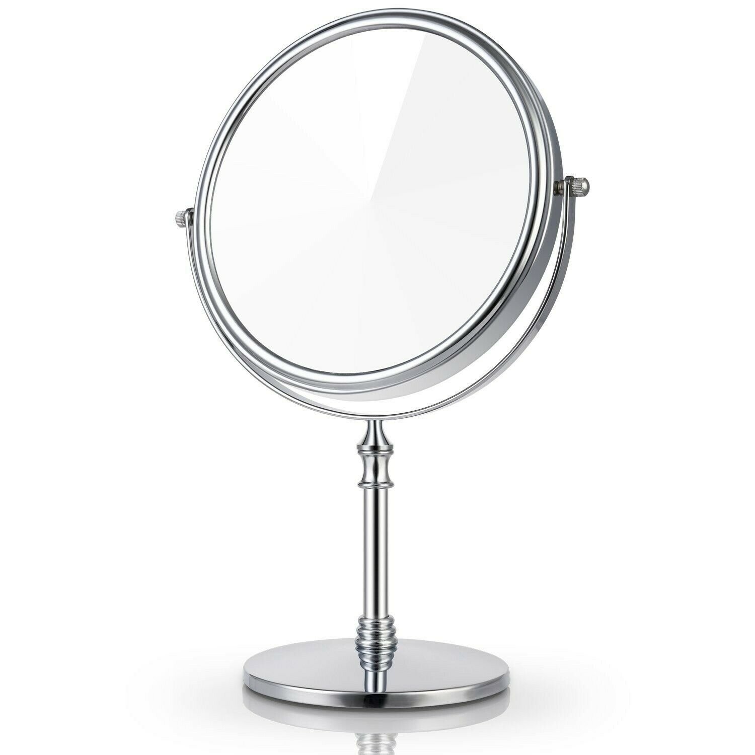 Miusco 7X Magnifying Two Sided Vanity Makeup Mirror, Round, Chrome Round (Tall)