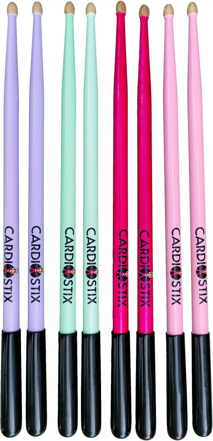 CardioStix Basic 4.5oz American Hickory Wood Cardio Drum Sticks w/Black Grips...