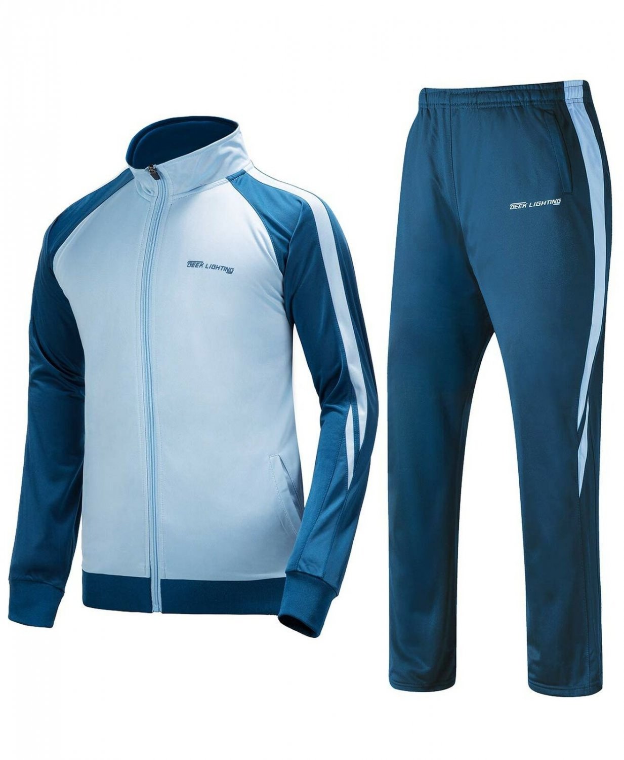 Men's Outdoor 2 Piece Jacket Pants Track Suit Sport Sweat Suit Set Medium