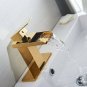 BWE Gold Waterfall Bathroom Sink Faucet Single Handle One Hole Deck Mount Lav...
