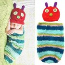 Crocheted Baby Boy Caterpillar Outfit Newborn Photography Props Handmade Knit...