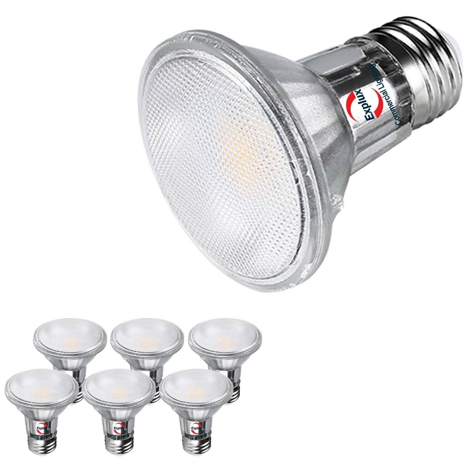 Explux Classic Full-Glass PAR20 LED Flood Light Bulbs, Dimmable, 3000K Bright...