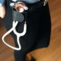 Secure-A-Scope 2.0-100% Black Genuine Leather Stethoscope Holder with Clip fo...