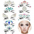 TOODOO 8 Sets Face Gems Rhinestone Colorful Sticker Tattoo Jewelry Stick on F...