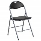 Flash Furniture HERCULES Series Black Vinyl Metal Folding Chair with Carrying...