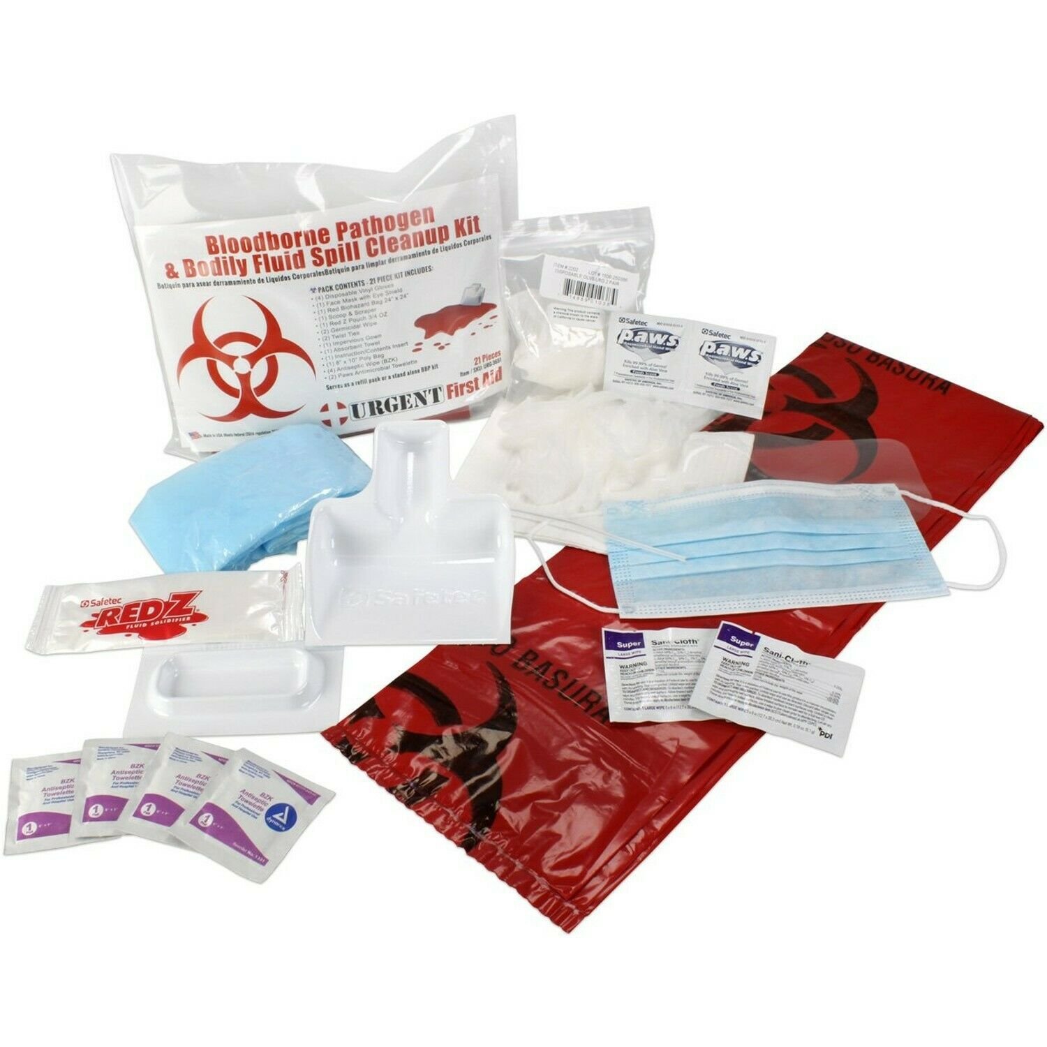 21 Piece Bodily Fluid Clean Up Pack/Bloodborne Pathogen Spill Kit - be OSHA C...