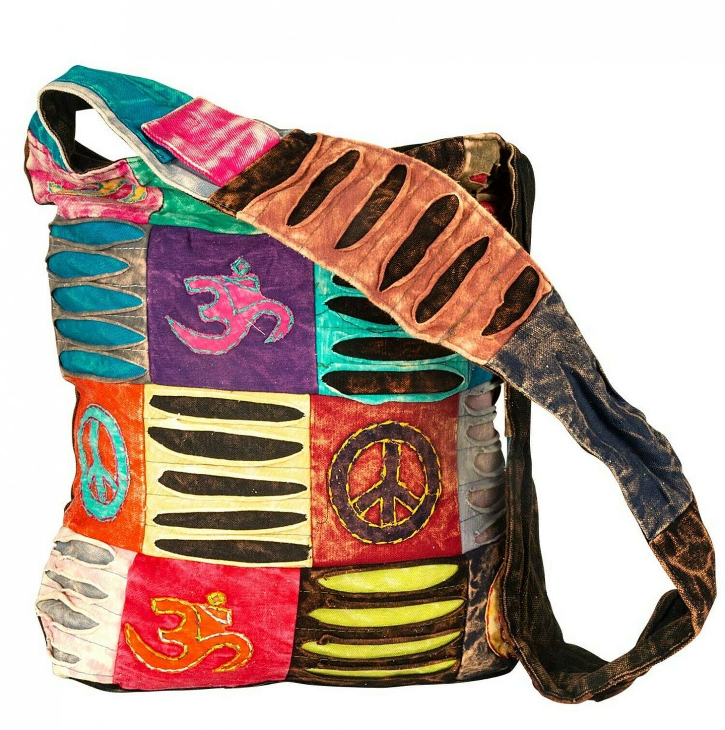 Blue Red Hobo Cotton Sling Cross Body Messenger Shoulder Bag Hippie Boho Bohe...