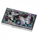 Mother of Pearl Womens Business Credit Name Id Card Case Cash Metal Stainless...