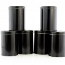 Double Seal Tea Canisters (6-Pack); Black Metal Round Tea Tins w/Interior Rub...