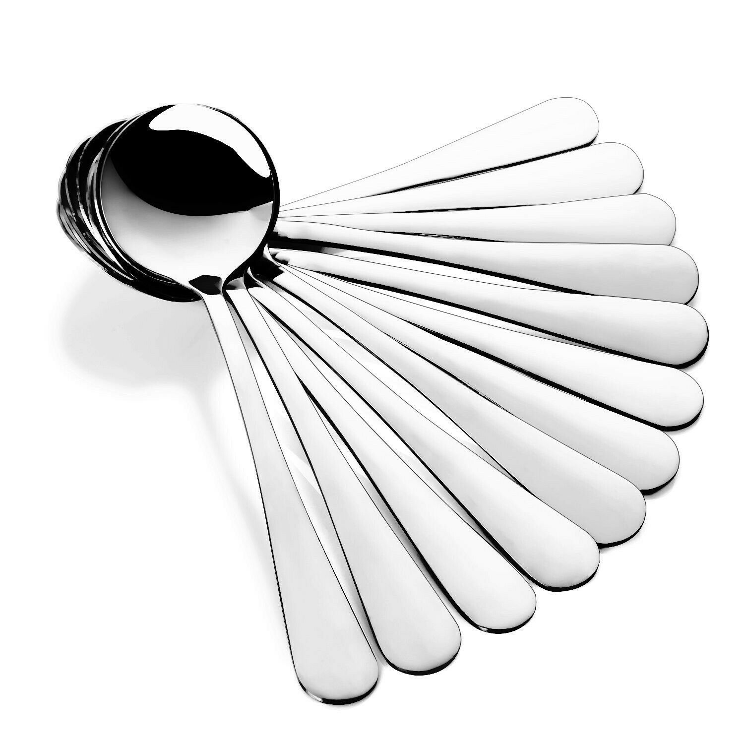Hiware Soup Spoons, Round Stainless Steel Bouillon Spoons, Set of 12