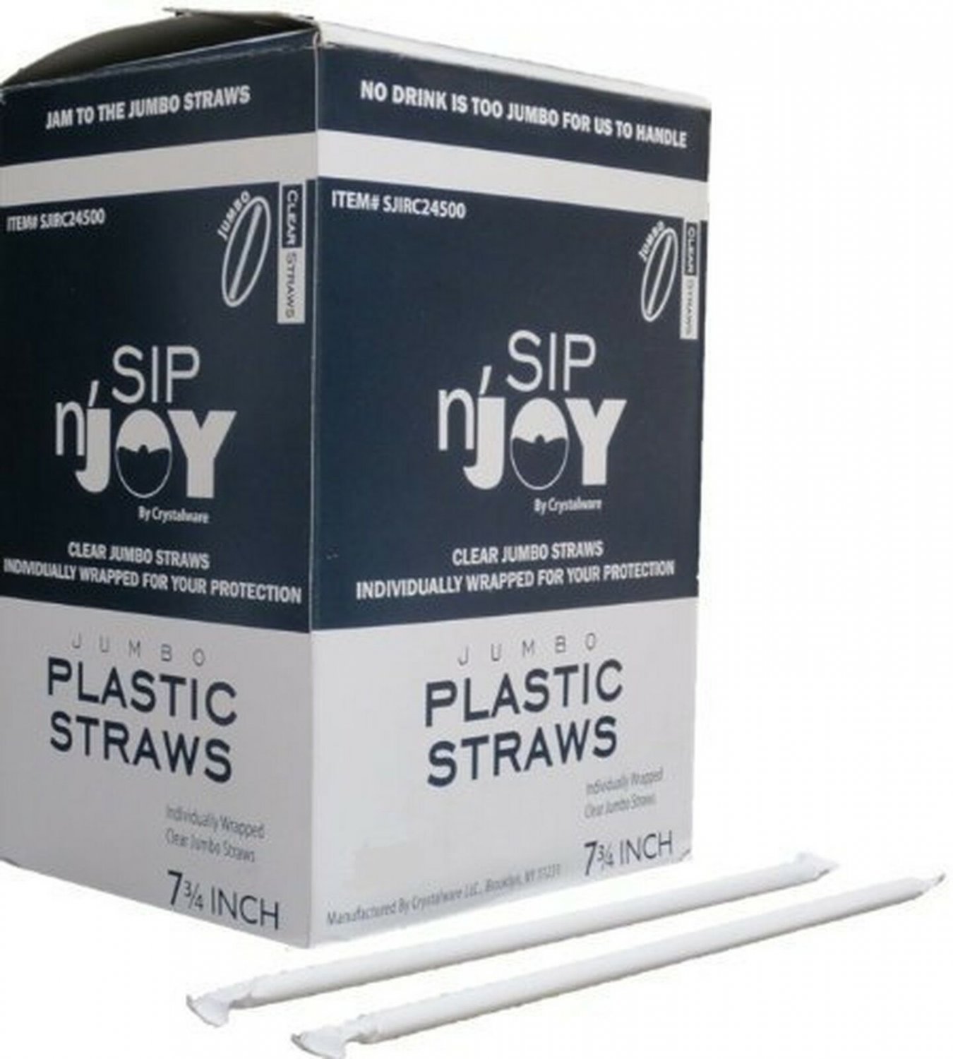 Crystalware Plastic Straws Individually Wrapped 7 3/4 Inches, Approx. 500 Str...