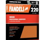 Fandeli 36014 220 Grit Wood Sandpaper Sheets, 9"  x 11", 25-Sheet