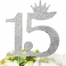 Number 15 Quinceanera Rhinestone Princess Crown Monogram Cake Topper - Sweet ...