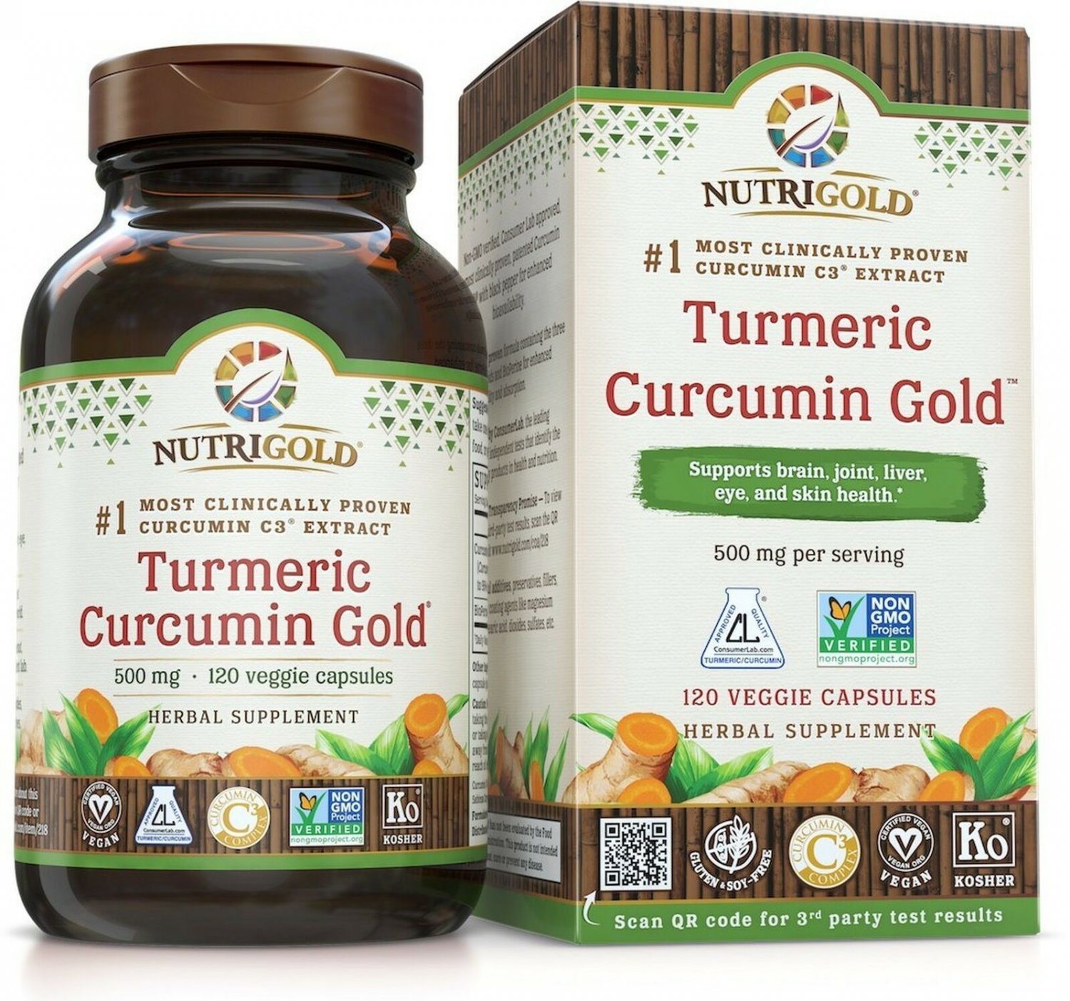 NutriGold Turmeric Curcumin Gold (Features C3 Complex w/BioPerine), 500 mg, 1...