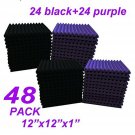 48 Pack Black/purple 12"X 12"X1" Acoustic Panels Studio Soundproofing Foam We...