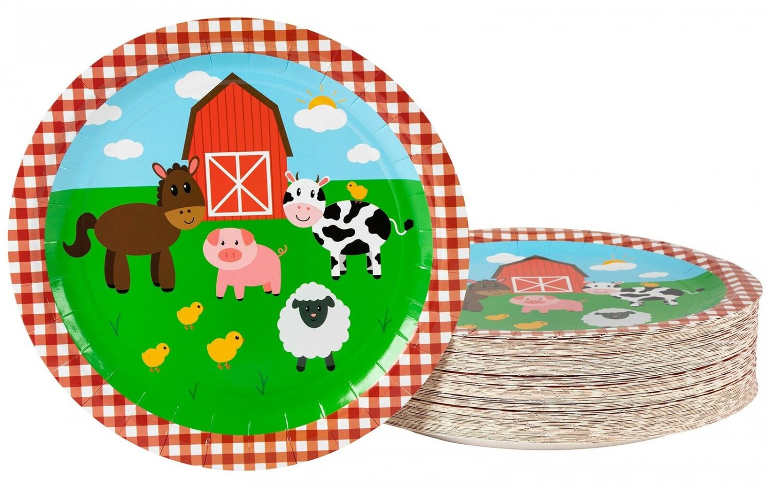 Disposable Plates - 80-Count Paper Plates, Farm Animals Party Supplies for Ap...
