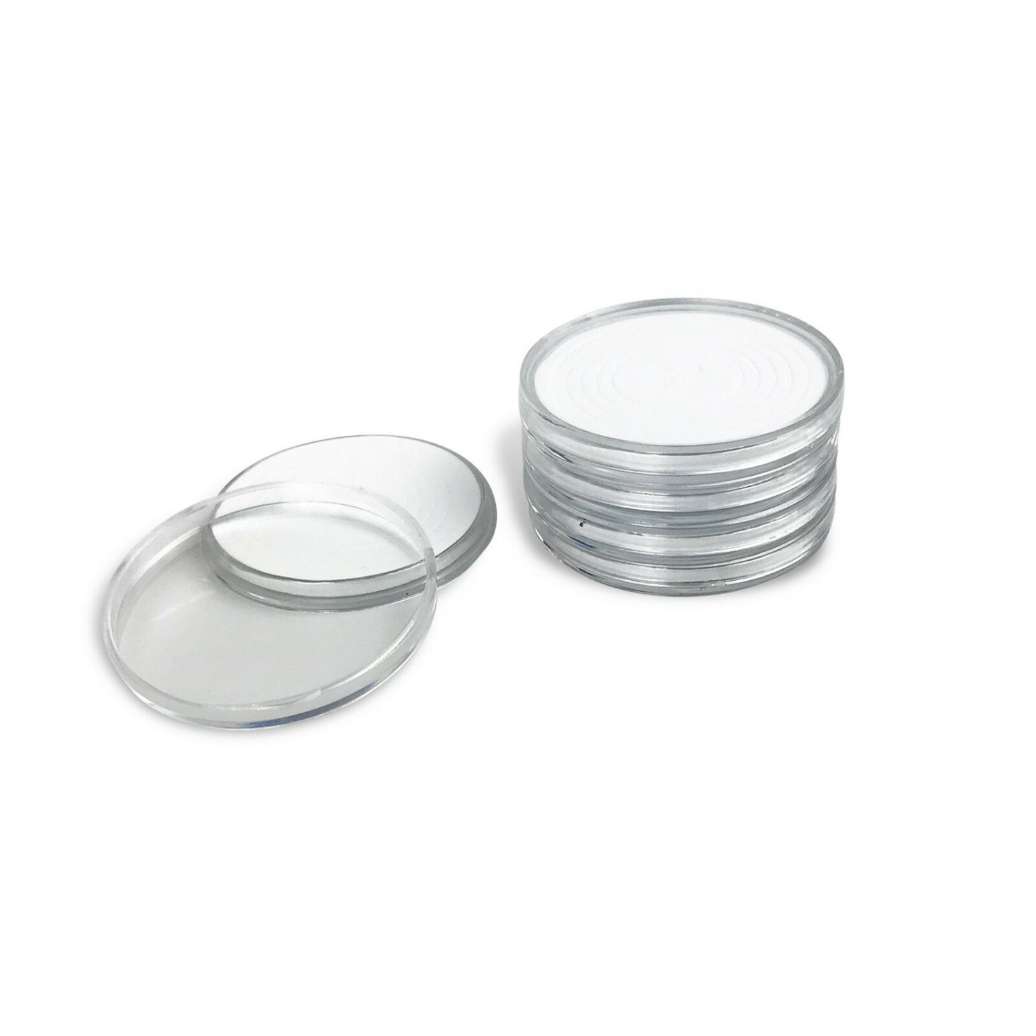 50 PCS Round Clear Plastic Coin Holders Collectors Storage Capsules 25-40mm A...