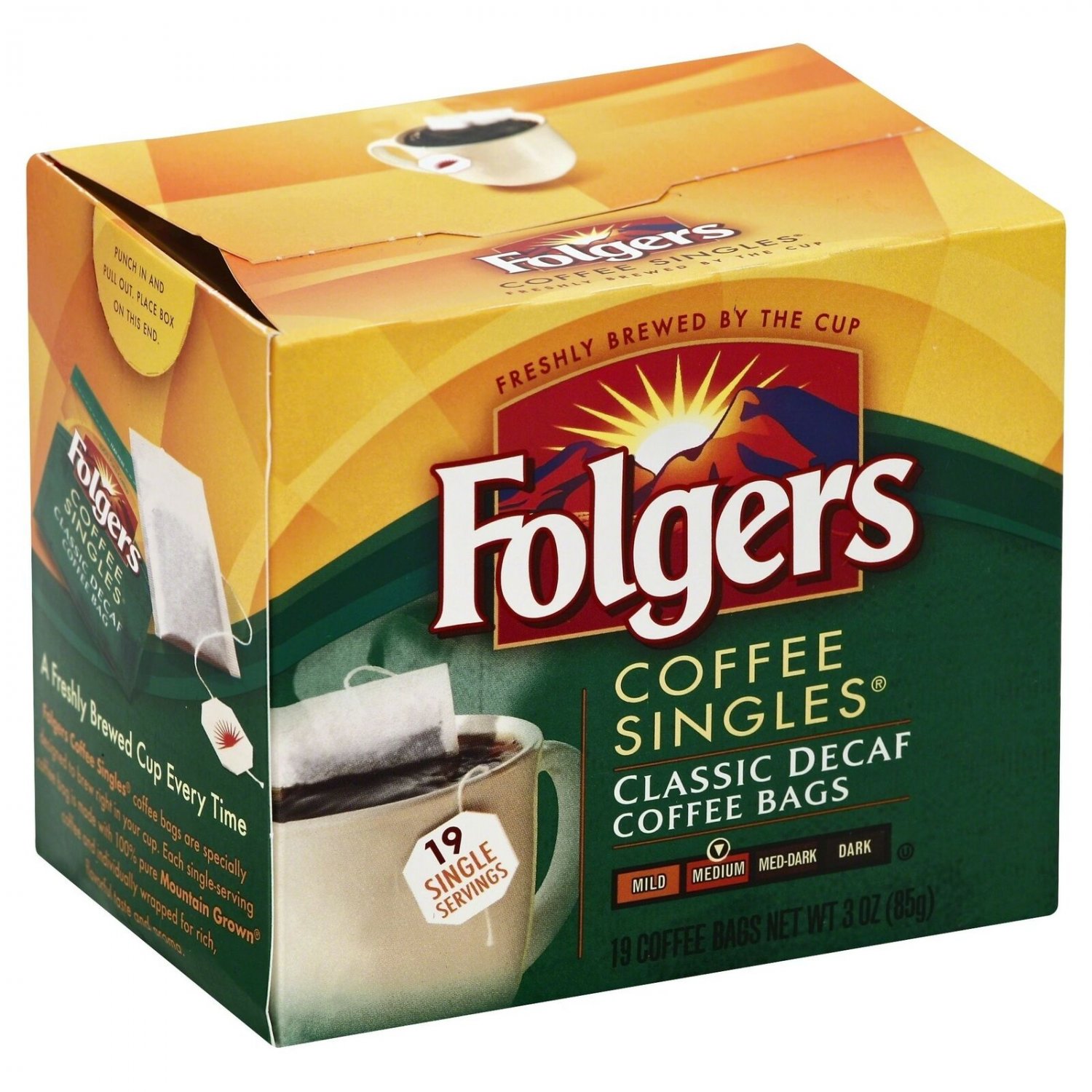 Folgers Classic Roast Decaffeinated Coffee Singles (Medium), 19 ct, 3 oz 1 pack