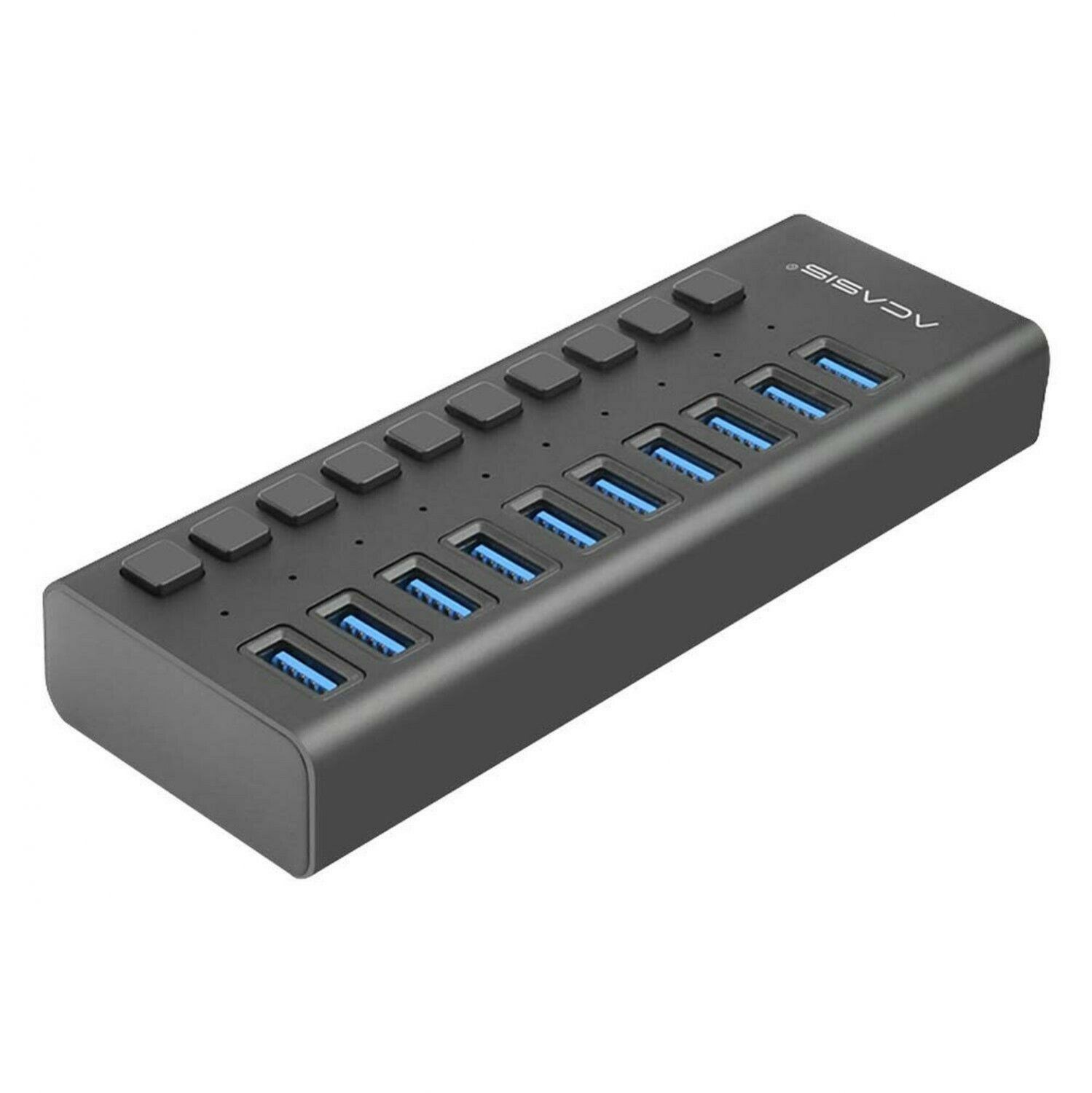 USB 3.0 Hub Super Speed Splitter,10 Port USB Data Hub with Power Adapter,Indi...