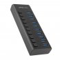 USB 3.0 Hub Super Speed Splitter,10 Port USB Data Hub with Power Adapter,Indi...
