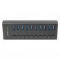 USB 3.0 Hub Super Speed Splitter,10 Port USB Data Hub with Power Adapter,Indi...
