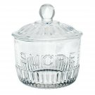 French Inspired Ribbed Glass Sugar Jar "Sucre"