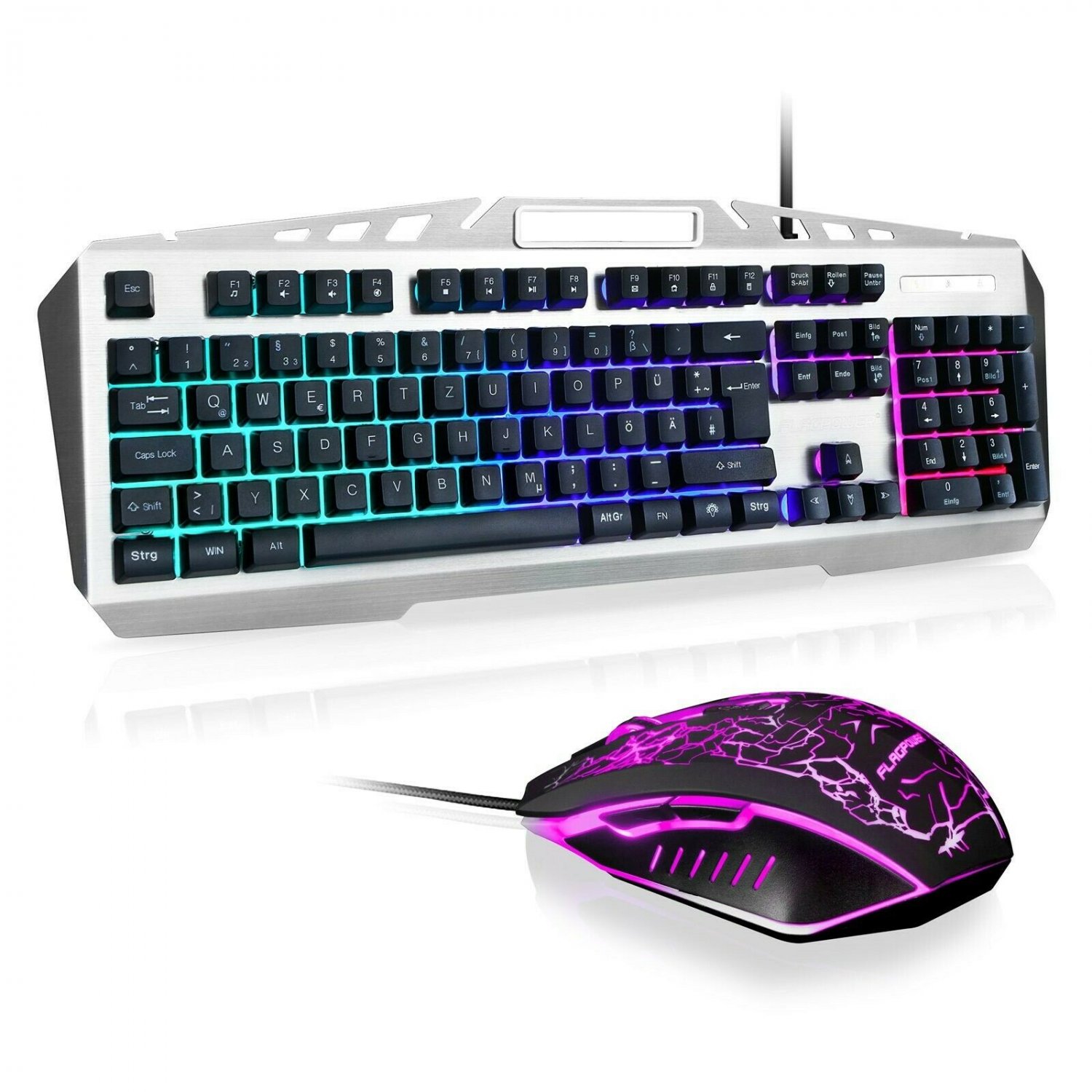 FLAGPOWER Gaming Keyboard and Mouse Combo LED Backlit Mechanical Feeling Keyb...