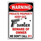 Warning Sign Beware of Owner Sign Protected by 2nd Amendment Security Aluminu...