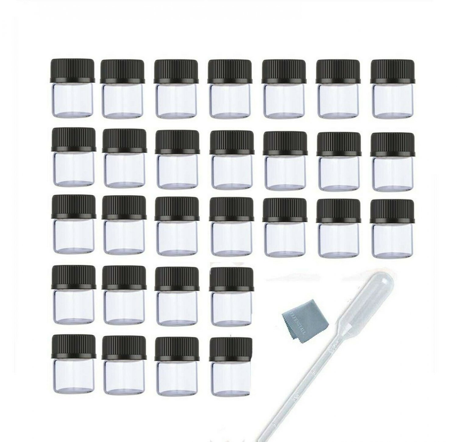 Simple_e 50 Pack 1ML 1/4 Dram Mini Clear Glass Essential Oils Sample Bottles ...
