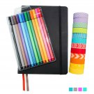 Bullet Dotted Journal Kit with Supplies - Black A5 Hard Cover Dotted No-Bleed...