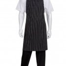 Chef Works Unisex Cross-Back Bib Apron, Black W/White Pinstripe, One Size