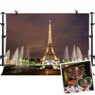 Eiffel Tower Backdrop MME 10x7Ft Paris Landmark Fountain Night Scene Romantic...