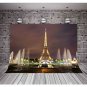 Eiffel Tower Backdrop MME 10x7Ft Paris Landmark Fountain Night Scene Romantic...