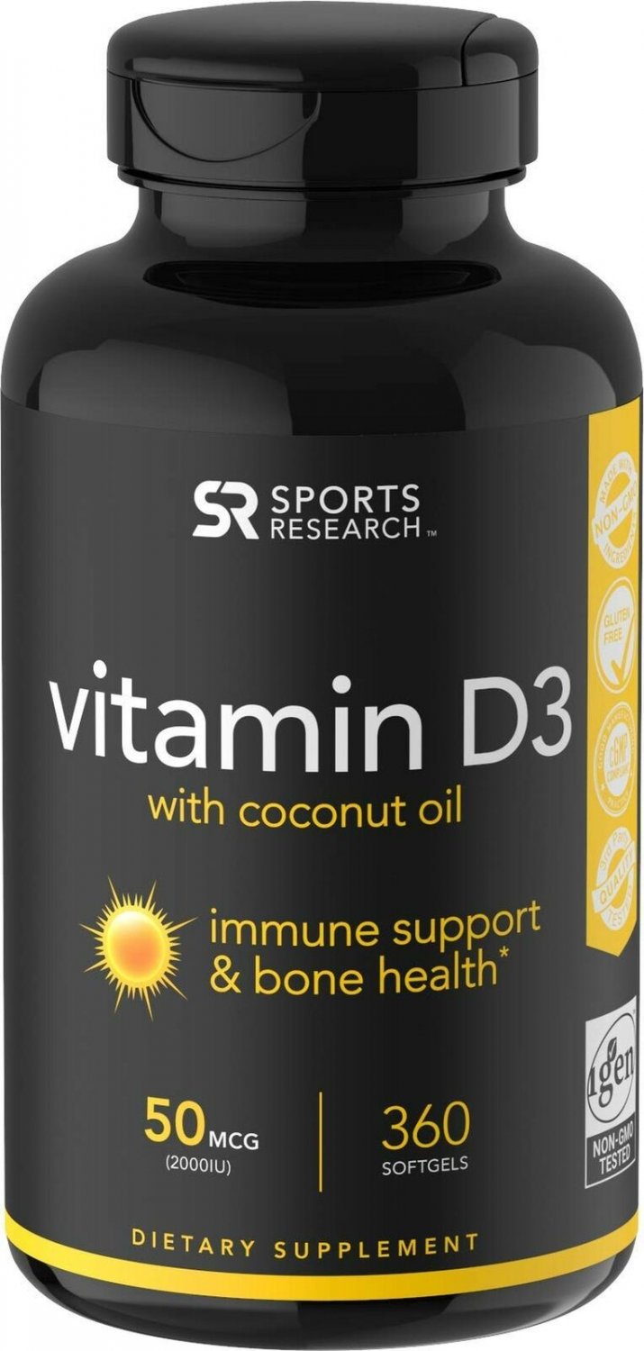 Vitamin D3 (2000iu/50mcg) enhanced with Coconut Oil for better Absorption ~ N...