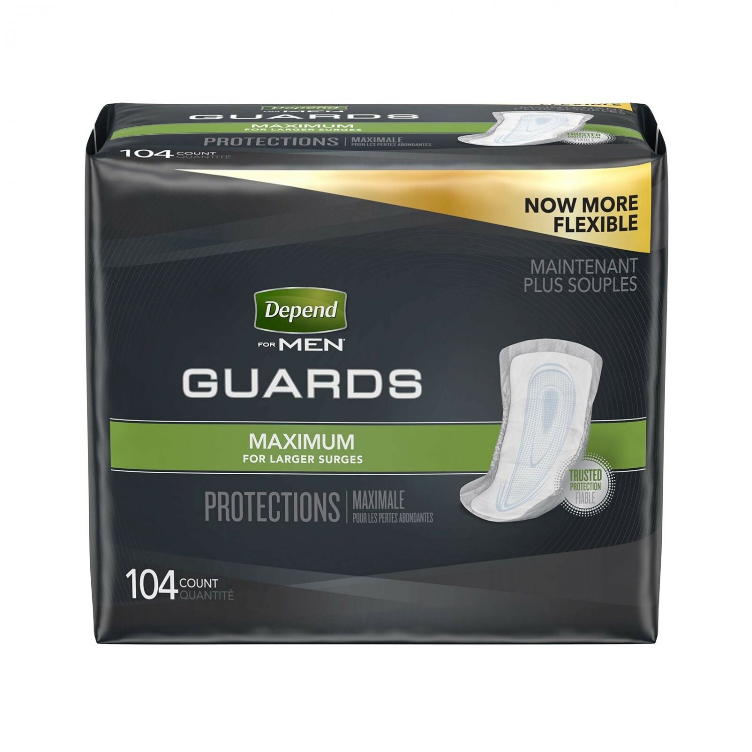 Depend Incontinence Guards for Men, Maximum Absorbency, 2 Packs of 52, 104 To...