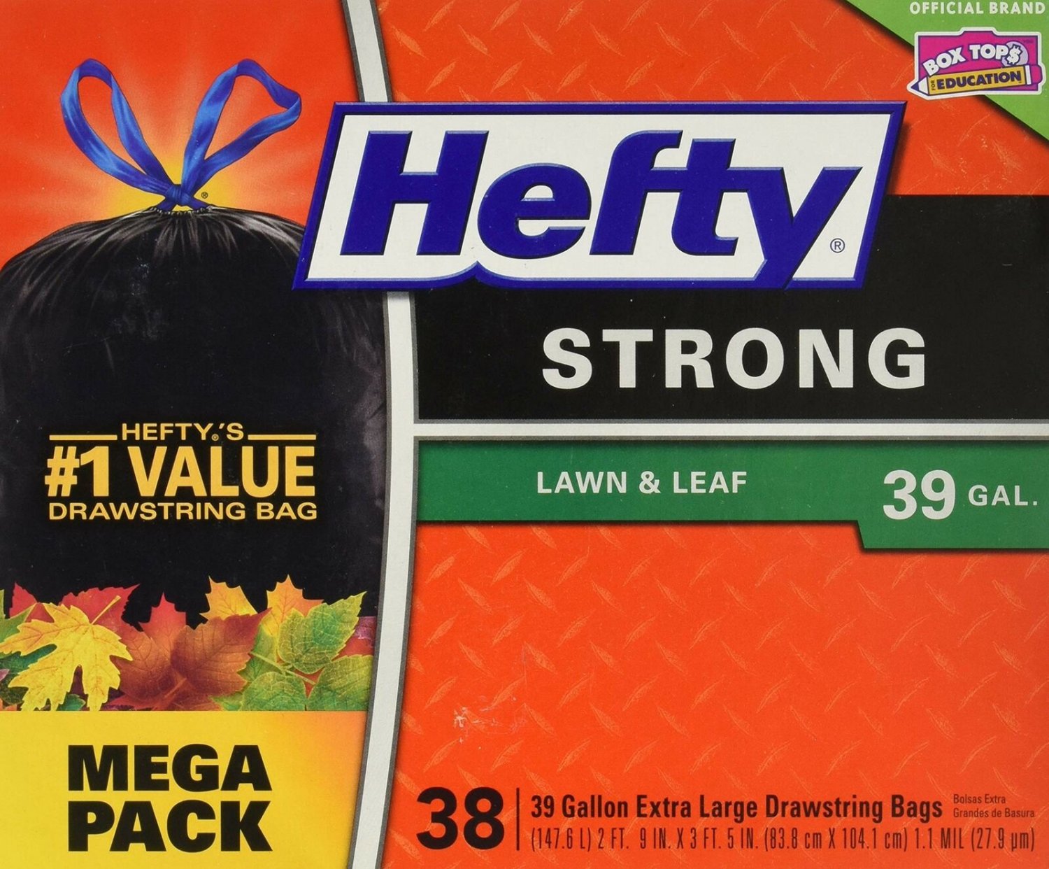 Hefty Strong Lawn & Leaf Large Garbage Bags - 39 Gallon, 38 Count
